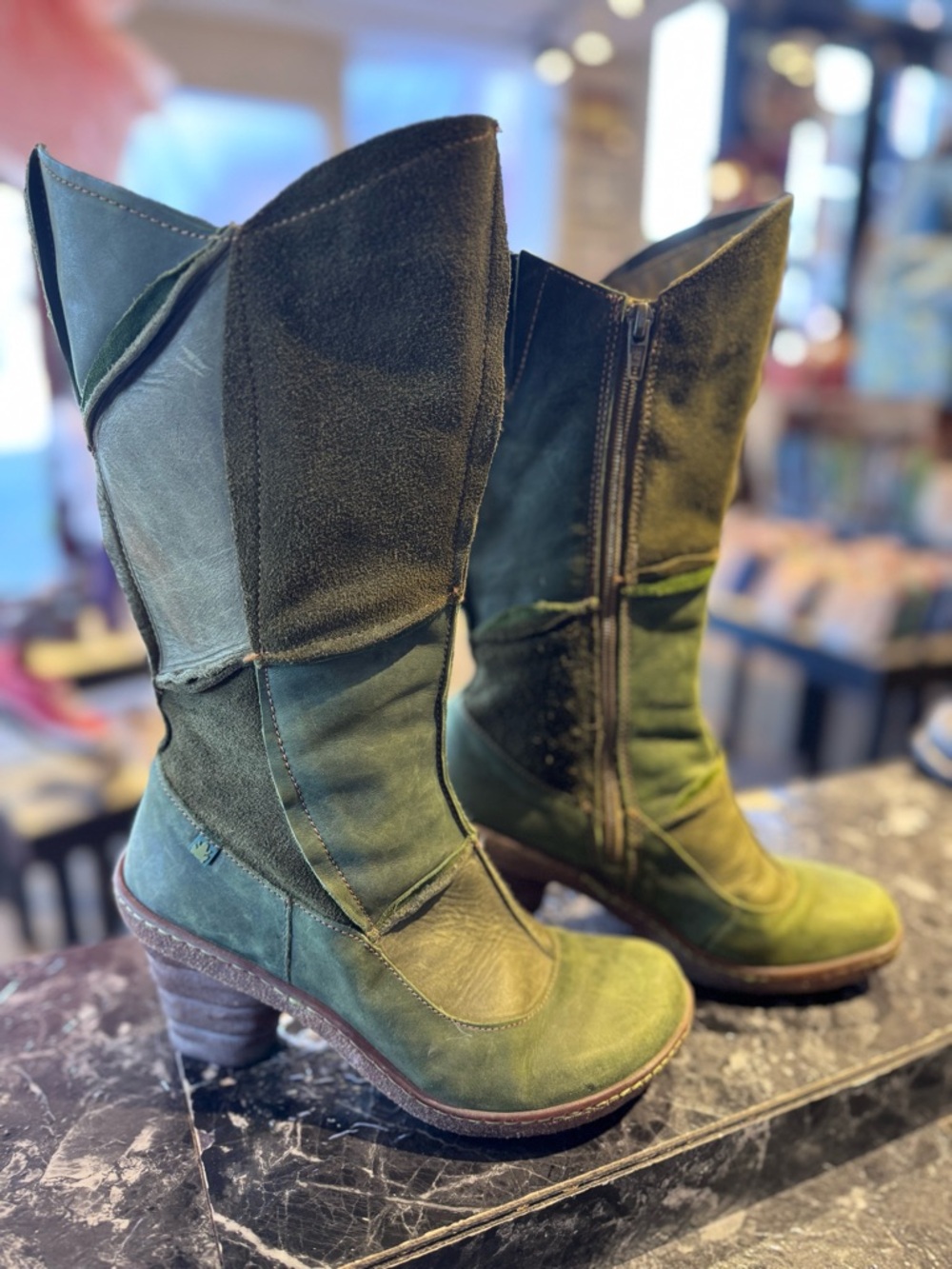 El Naturalists Women’s Green Mid-Calf Heeled Boots